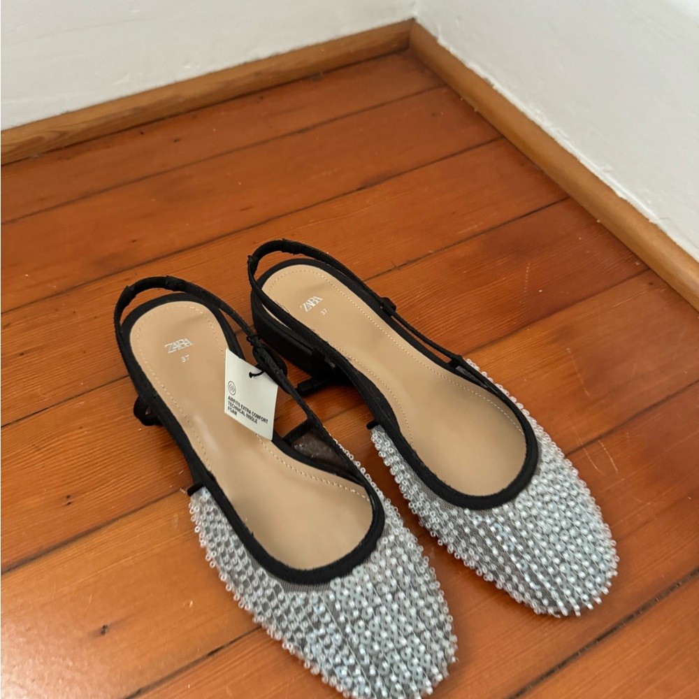 Zara sequin slingback flats